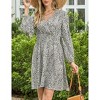 Women's Puff Long Sleeve Wrap Smocked Waist Chiffon Leopard Print Mini Dress - 2 of 3