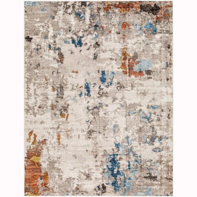 Mark & Day Davey 7'10"x10' Rectangle Woven Indoor Area Rugs Off-White/Cobalt: Modern Marble Pattern, Stain-Resistant, Pet Friendly