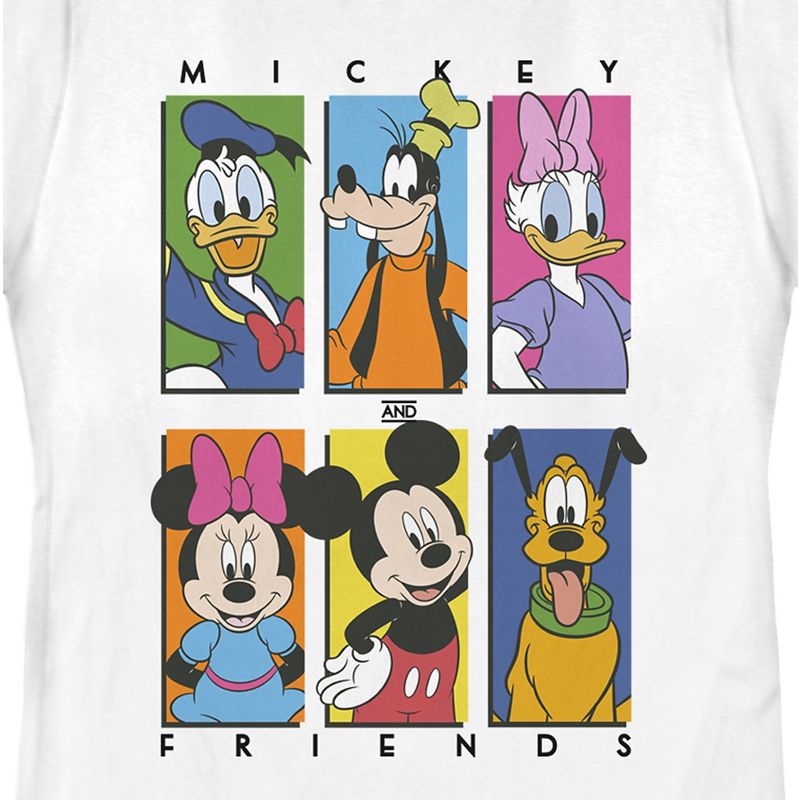 Women's Mickey & Friends Colorful Character Panels T-Shirt, 2 of 5