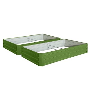 Rbied 6 x 3 x 1 ft Green Rust-Proof Metal Rectangular Outdoor Garden Bed Planter Box for Vegetables Flowers Herb (2-Pack) - 1 of 4