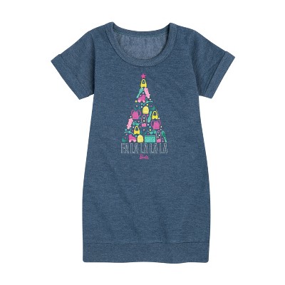 - Barbie - Holidays & Christmas Graphic Short Sleeve Fleece Dress