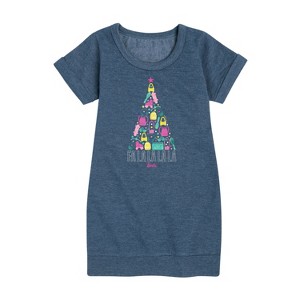 - Barbie - Holidays & Christmas Graphic Short Sleeve Fleece Dress - 1 of 4