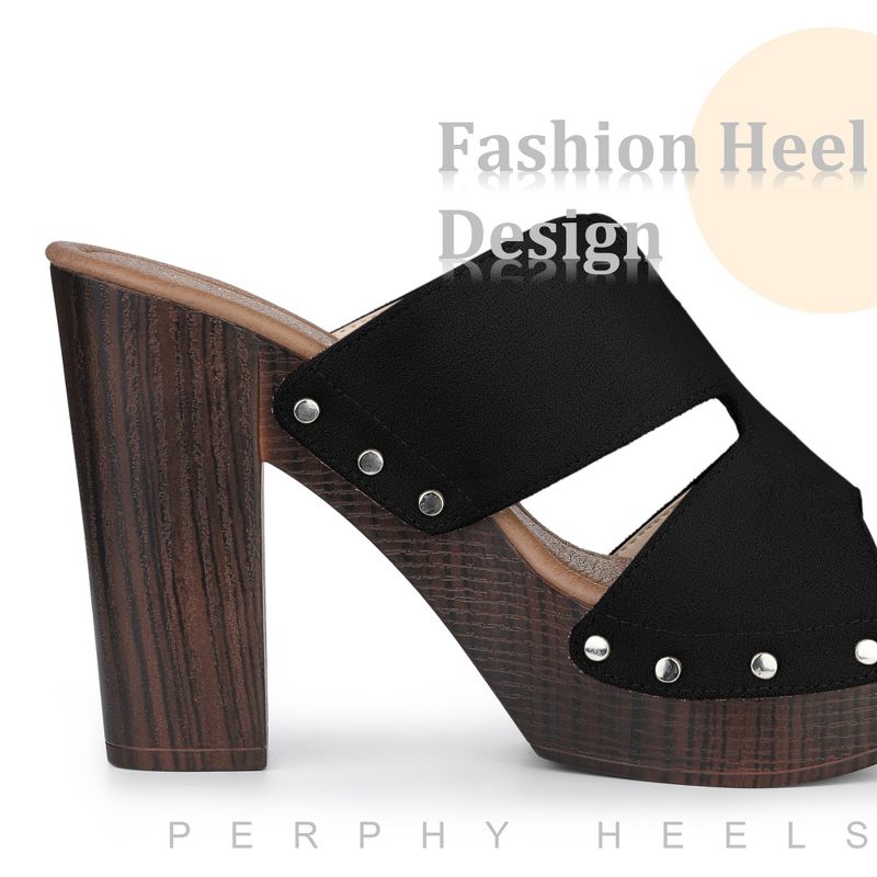 Perphy Women's Sandal Platform Slip on Block High Heels Slides Mule, 5 of 7