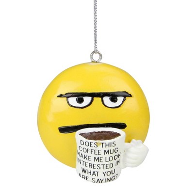 Ganz 2.25" Coffee Break Coff-E-Motion Emoticon "Does This Make Me Look Interested" Christmas Ornament - Yellow