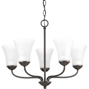 Progress Lighting, Classic Collection, 5-Light Chandelier, Antique Bronze, Etched Glass Shades - 1 of 4