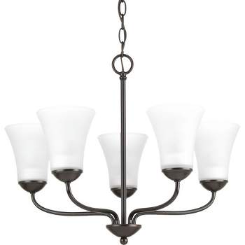 Progress Lighting, Classic Collection, 5-Light Chandelier, Antique Bronze, Etched Glass Shades