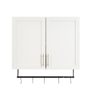 OUTSUPPLY Bathroom Wall Cabinet with Adjustable Shelf, Towel Bar, 5 Hooks, Over the Toilet Storage Cabinet for Bathroom, Kitchen - 1 of 4