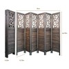 MAYEERTY Freestanding Room Dividers, 6FT Carved Wood Folding Privacy Screens, Rustic Brown - 4 of 4