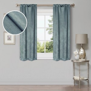 Modern Geometric Waves Room Darkening Semi-Blackout Curtains, Set of 2 by Blue Nile Mills - 1 of 4