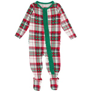 RuffleButts Modal Blend Baby Girls Ruffle One Piece Footie Pajamas - 1 of 4