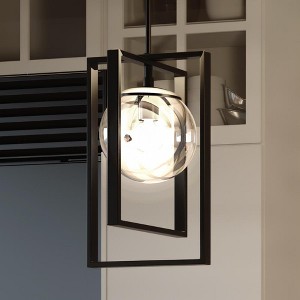 Urban Ambiance Luxury Minimalist Pendant Light,  13.125"H x 8.25"W,  Midnight Black Finish, UHP3251 - 1 of 4