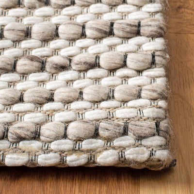 Marbella Ivory Flat Woven Handmade Wool Square Rug