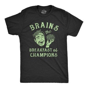 Mens Brains The Breakfast Of Champions T Shirt Funny Halloween Zombie Joke Tee For Guys - Crazy Dog Men's T Shirt - 1 of 4