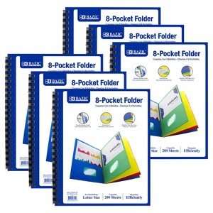 BAZIC Products® 8-Pocket Folder, Assorted Colors, Pack of 6 - 1 of 4
