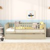 Full Size Wood Daybed with Trundle and Fence Guardrails - 2 of 4