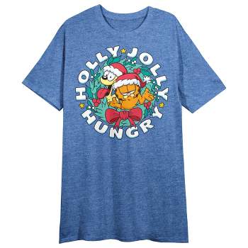 Garfield "Holly, Jolly, Hungry" Women's Heather Blue Sleep Shirt