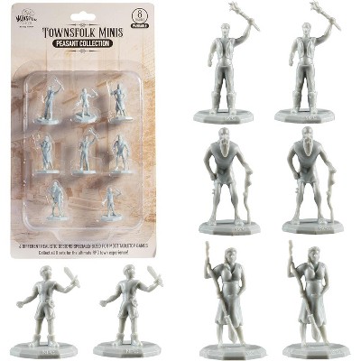 Monster Townsfolk Mini Fantasy Figures - 8pc Peasant Non Player Character NPC Miniatures - 1" Hex-Sized Compatible with All RPG Tabletop Games