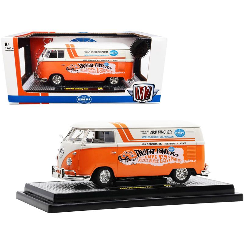 1960 Volkswagen Delivery Van "EMPI" Orange and Cream Limited Edition to 7000 pieces Worldwide 1/24 Diecast Model by M2 Machines, 1 of 4