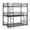 SeaCamel Twin Bunk Bed with Trundle Metal Bunkbeds with Ladder and Full-Length Guardrail, Noise Free, No Box Spring Needed, Black - 3 of 4
