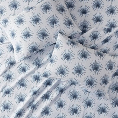 Blue Palmetto Cotton Percale Full Sheet Set