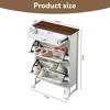 PDTEND Slim Freestanding Shoe Rack Storage Cabinet Organizer with 2 Flip Drawers and 1 Drawer - White and Walnut - image 2 of 4