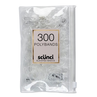 scunci Mixed Size Polybands in Zippered Pouch Clear - 300pc