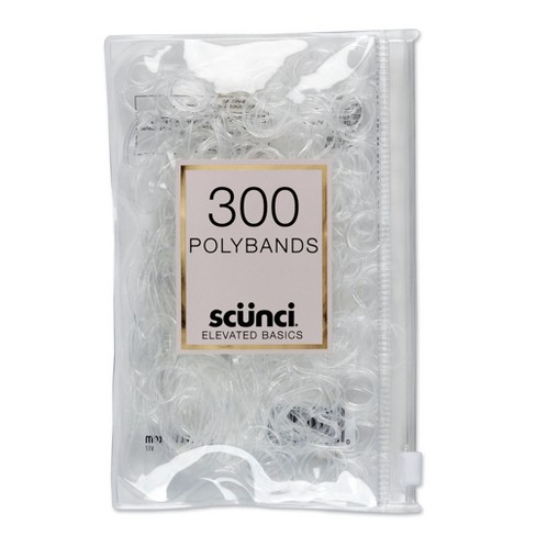 Scunci Mixed Size Polyband Hair Ties In Zippered Pouch Clear