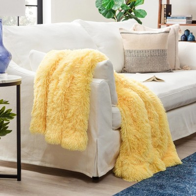 Chanasya Solid Faux Long Fur Fuzzy Throw Blanket