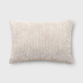 Striped Faux Fur Lumbar Throw Pillow - Threshold™
