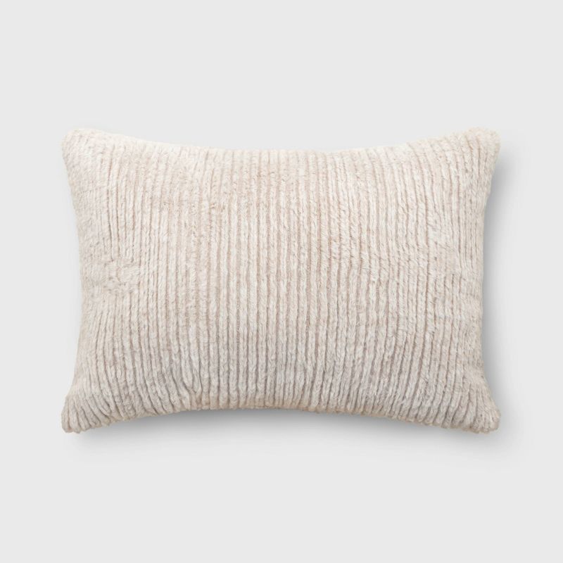 Striped Faux Fur Lumbar Throw Pillow - Threshold™, 1 of 7