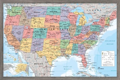 Trends International Usa Map 2023 Framed Wall Poster Prints Barnwood ...