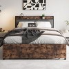 FURNIinspire Beds Vintage Queen Bed Frame Queen Bed Frame with Storage Headboard, 2 Drawers, No Box Spring Needed, Brown, 86.53"*59.68"*38.7" - 4 of 4