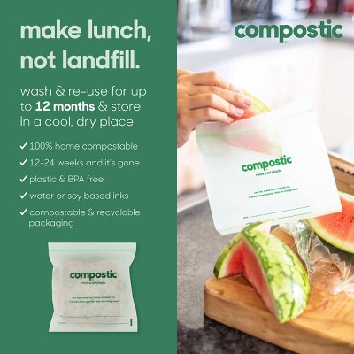 Compostic 100% Compostable Food Storage Bags Variety Pack - 145ct