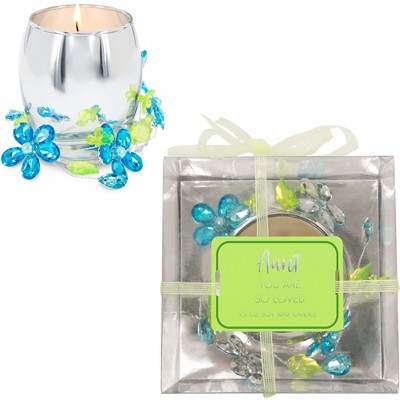 Pavilion Gift Company - Aunt Blue Flower - 3.5 oz 100% Soy Wax Candle Scent: Jasmine - Flame Candles