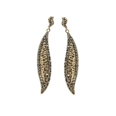 SOHI Women's Metallic Gold Embellished Rhombus Swirl Drop Earrings