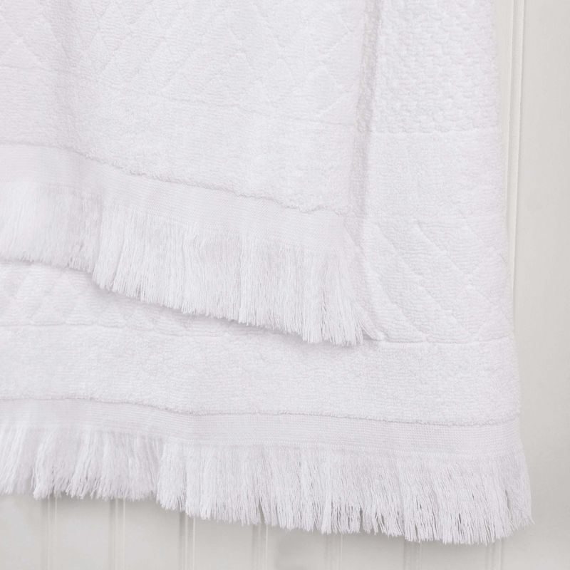 Cotton Geometric Jacquard Plush Soft Absorbent 8 Piece Towel Set by Blue Nile Mills, 4 of 9