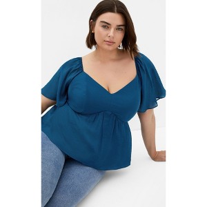 Women's Plus Size Marci Top - poseidon | CITY CHIC - 1 of 4