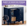 36 Inch Bathroom Vanity with Ceramic Sink Bathroom Storage Cabinet with 2 Doors & 3 Drawers & Doors Blue - 3 of 4