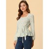 Allegra K Women's Floral Long Sleeve Sweetheart Neck Peplum Blouse with Belt - 4 of 4