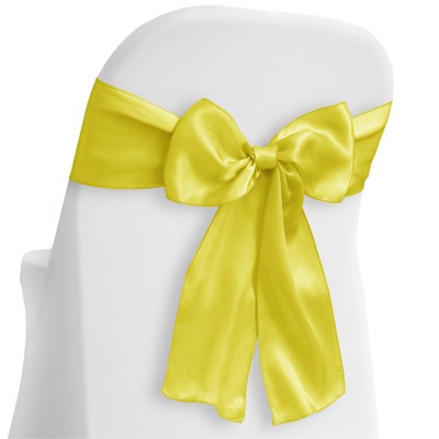 Lann's Linens 100-Pack Elegant Satin Chair Cover Sashes for Wedding,  Banquet - Yellow