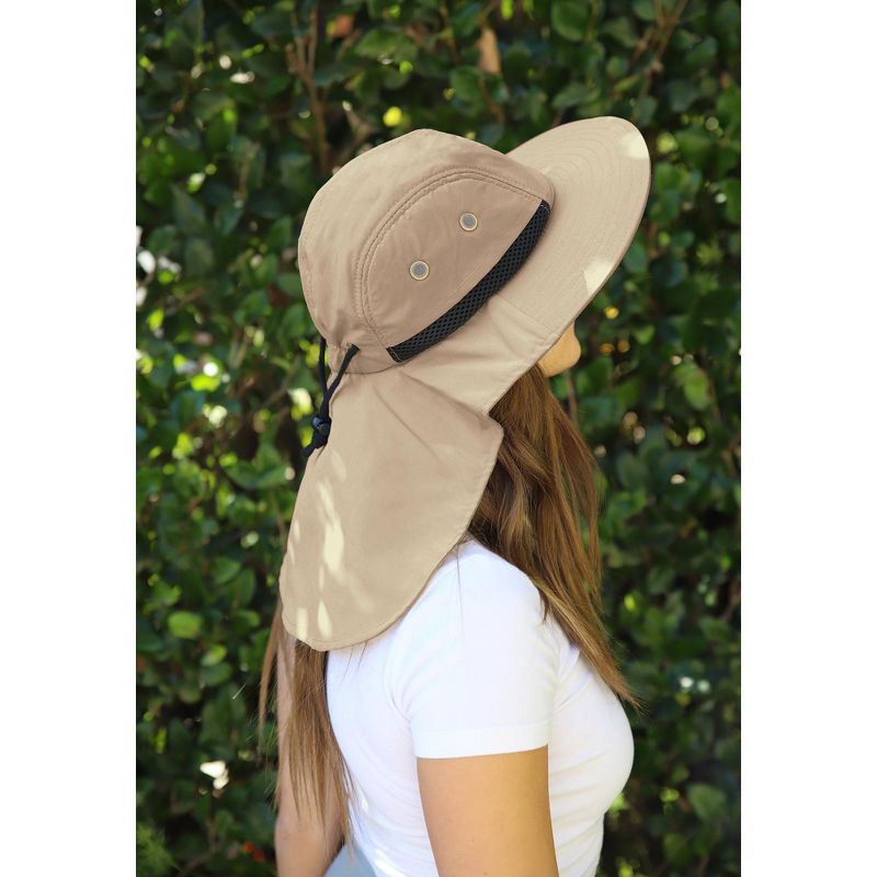 Solaris Neck Flap Wide Brim Sun Hat for Men Women, UV Sun Protection Yard Work Safari Hiking Hat, 3 of 10