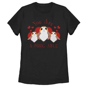 Women's Star Wars Valentine's Day You Are A-Porg-Able T-Shirt - 1 of 4