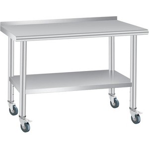 Stainless Steel Prep and Work Table with Backsplash , Commercial Heavy Duty Adjustable Under Shelf, Durable and Perfect for Kitchen, and Business Use - 1 of 4