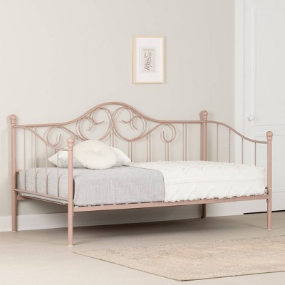 Princess Twin Pink Metal Daybed with Headboard and Slats