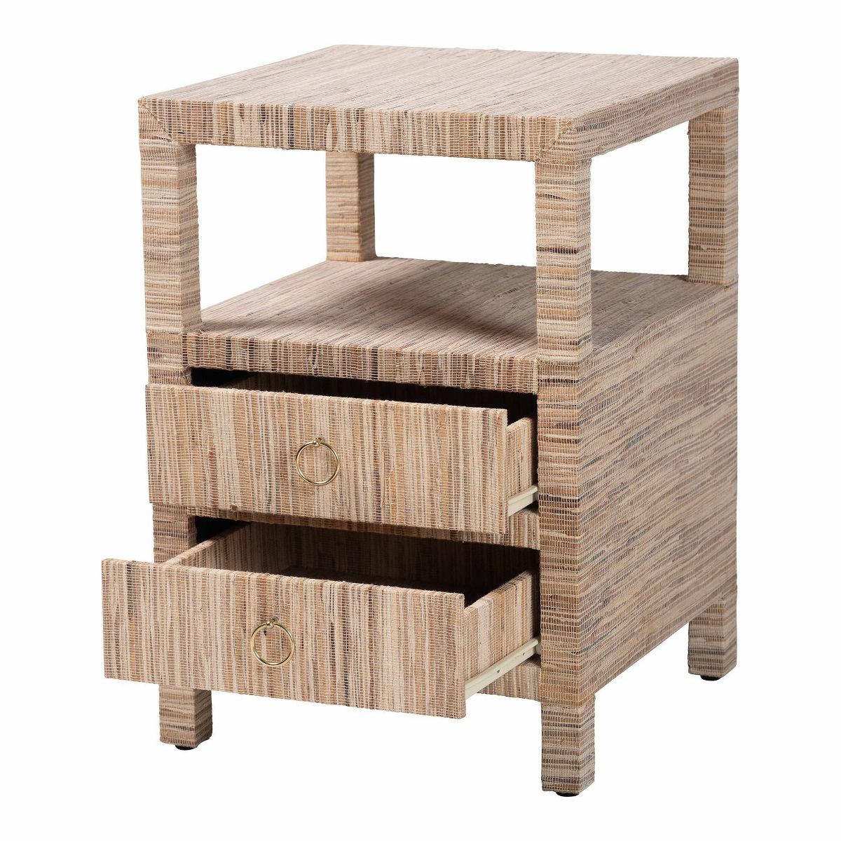 bali & pari Paine Woven Grasscloth 2 Drawer Nightstand Natural - thumbnail 5