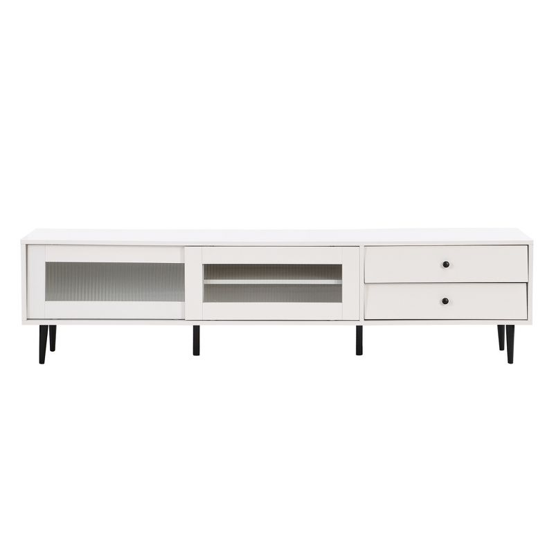Chic and Elegant TV Stand with Sliding Fluted Glass Door And Tilt Drawer Media Console to Fit TVs Up to 75" - ModernLuxe, 5 of 13