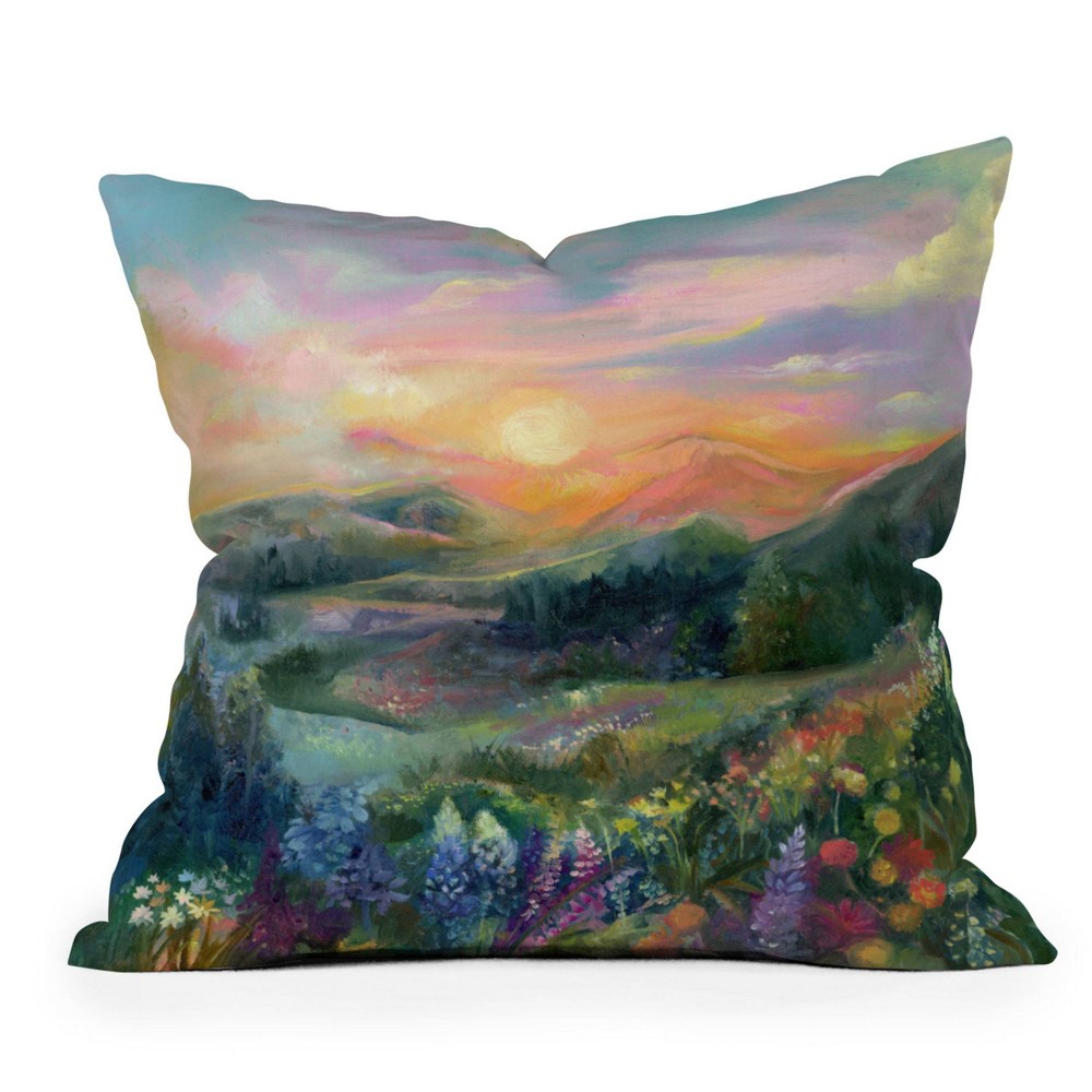 Photos - Pillow Deny Designs 16"x16" Clara Mcallister Sunset Landscape Square Indoor Throw 