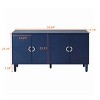 Navy Blue 4-Door Storage Cabinet with Pine Legs and MDF - Stylish and Functional for Living Room, Bedroom, and Kitchen - 3 of 4