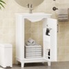 FAMYYT Single Sink Freestanding White Bath Vanity with White Ceramic Top, Double Shelves - 3 of 4
