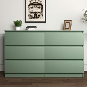 Resenkos Modern Mid Century 6 Drawer Wide Dressers Chests for Bedroom, Chest of Drawer Organizer - 1 of 4